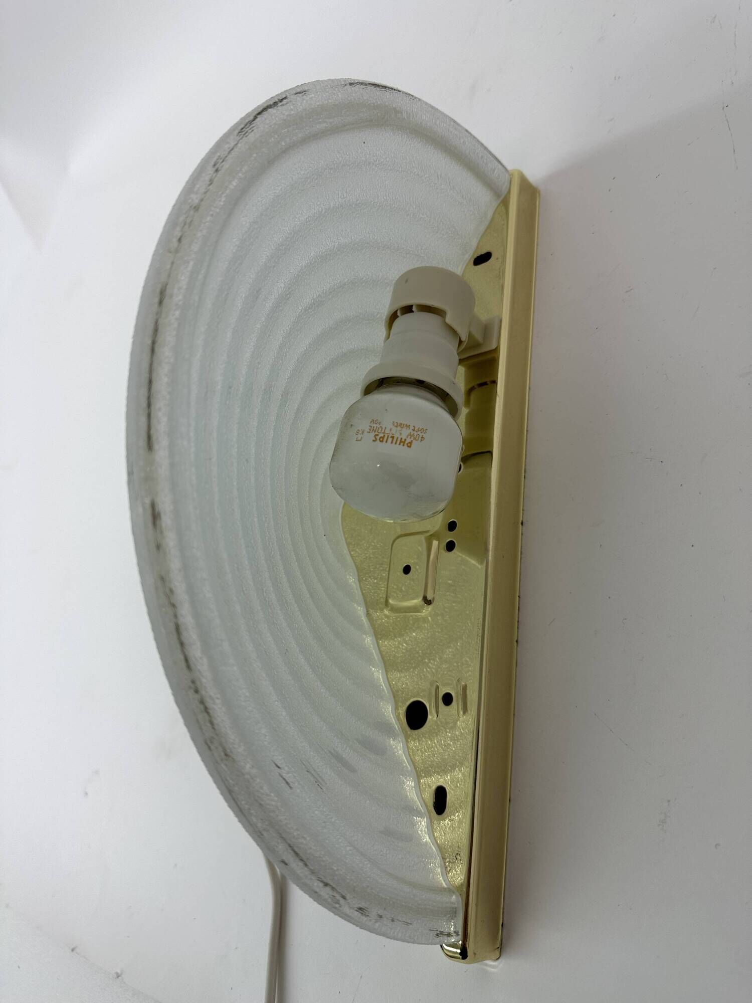 Set of 2 vintage glass wall lamps with golden holder , 1970’s