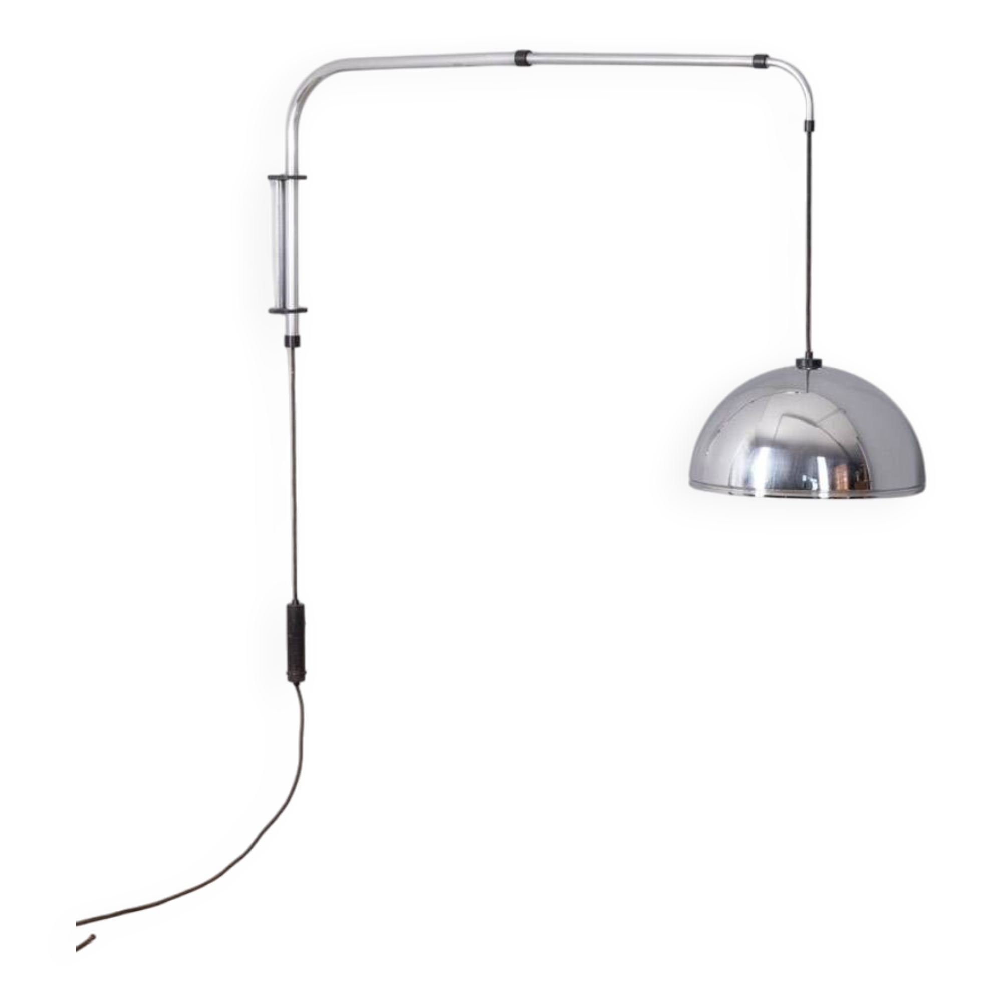 Adjustable wall lamp vintage 70s chromed metal italian design