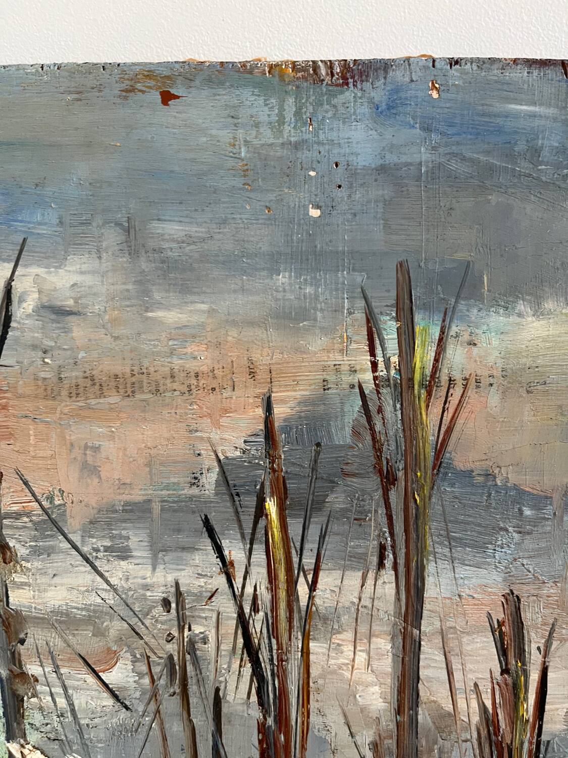 Sailboats in the harbour, oil on wood panel