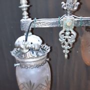 Chandelier 1900 metal and glass
