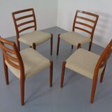 Vintage Danish 85 Dining Chairs in Teak and Wool by Niels Otto Møller for J.L. Møllers, 1960s, Set of 4