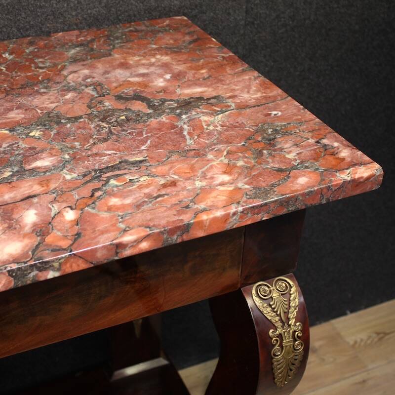 19th century Italian Empire style console table with marble top