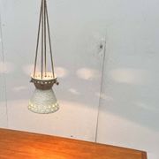 White ceramic pendant lamp in mid-century modern Danish style, 1960s.