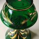 Glassware vase from Monaco/Monte Carlo, stamped with the Crown emblem. In emerald green blown glass, gold ears of wheat patterns. Size 25 x 15 cm