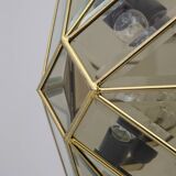 Mid-Century Modern Italian Brass and Frosted Glass Ceiling Lights, '70