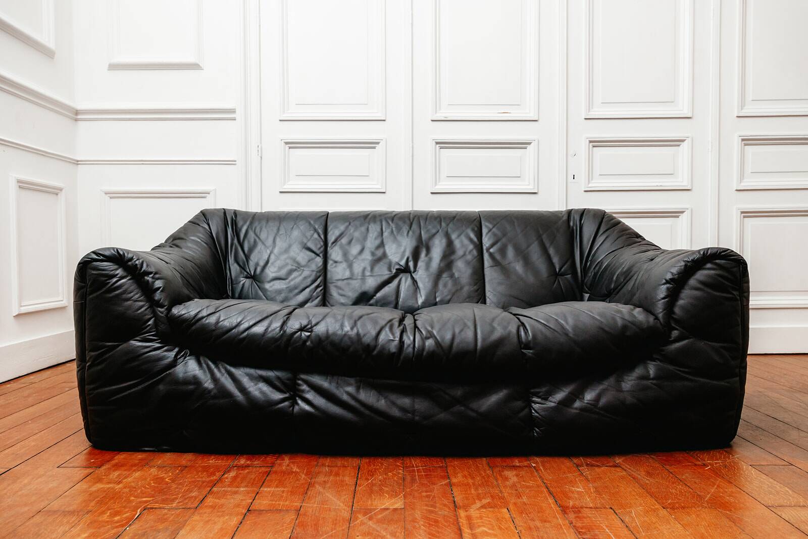 Leather Sloop sofa by Michel Ducaroy for Ligne Roset, France, 1970.