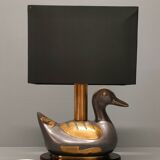 Vintage table lamp duck in pewter and gilded copper, patinated - 70s/80s - France