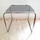 Side table chrome metal and smoked glass