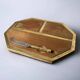 Brutalist cheese tray by David Marshall, wood & bronze, Spain, 1970s