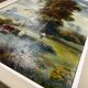 Hsp painting pastoral landscape post barbizon circa 1950 + signed frame