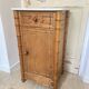Bedside table / nightstand in pitchpin pine wood and bamboo with marble top