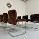 6 old tubular and velvet chairs Italian design from the 70s