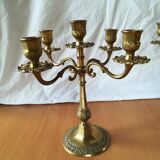 Pair of 5-light brass candelabra candlesticks, 20th century
