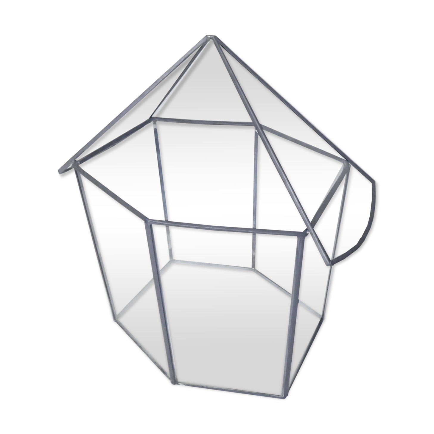 Glass terrarium mini cactus greenhouse in glass and metal