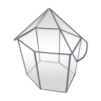 Glass terrarium mini cactus greenhouse in glass and metal