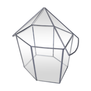 Glass terrarium mini cactus greenhouse in glass and metal