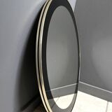 Miroir rond à décor noir années 60
