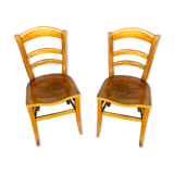 Pair of wooden chair bistro bistro vintage retro bohemian beech light