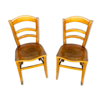 Pair of wooden chair bistro bistro vintage retro bohemian beech light