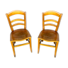 Pair of wooden chair bistro bistro vintage retro bohemian beech light