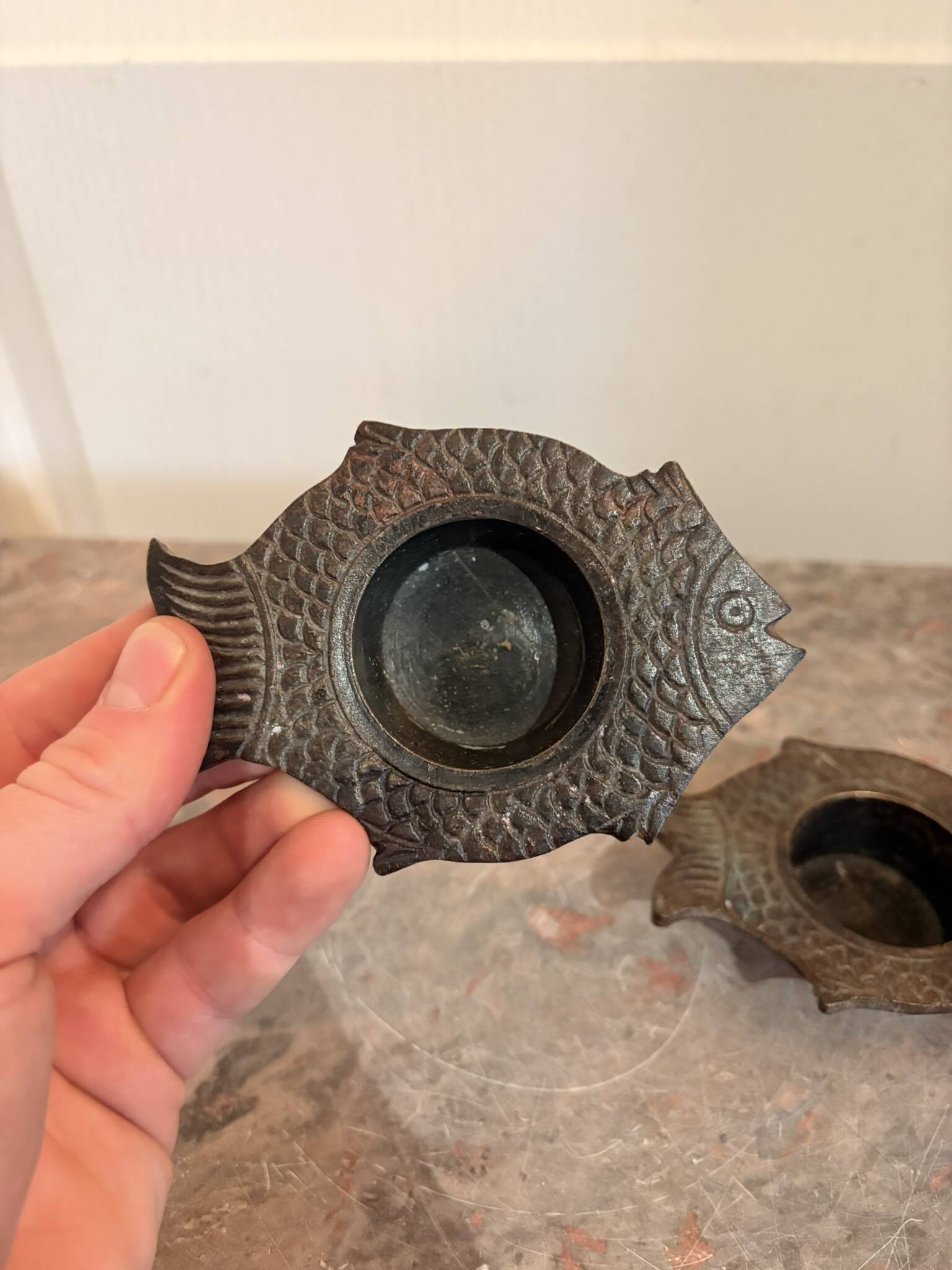 Indian Nepalese Buddhist Bronze Fish Vishnu Candle Holder Lantern