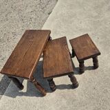 Vintage brutalist oak nesting tables (3)