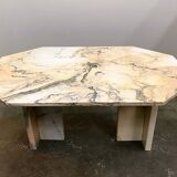Blush pink octagonal Italian marble dining table 1970s - Italian stone dining table
