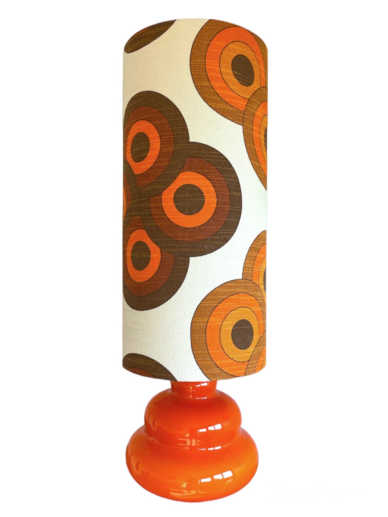 Supertone table lamp - orange opaline and vintage fabric