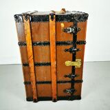 Late 19th Century Oak Banded Storage Travel Trunk / Chest