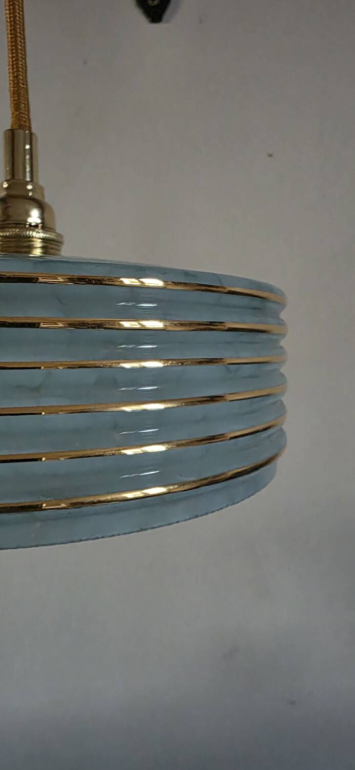 Clichy Glass Blue Portable Pendant Light