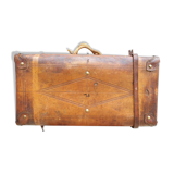 Valise jumelle malle de voyage cuir XIXe estampillée Debas Rouen