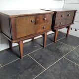 Pair of vintage 70s walnut bedside tables