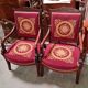 Pair of Empire Period Armchairs in Mahogany, Upholstered with Petit Point