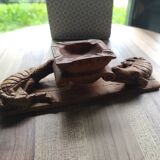 Cendrier en bois sculpté avec crocodiles vintage