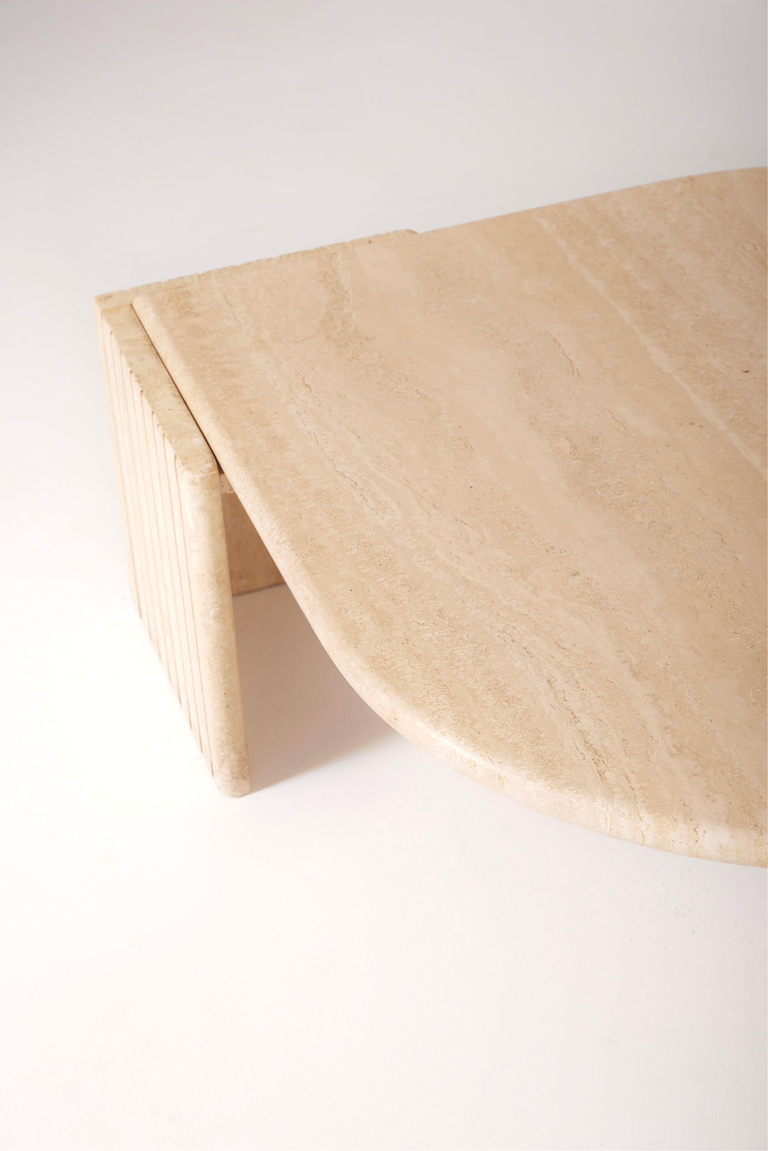Travertine coffee table in eye shape, 1970s