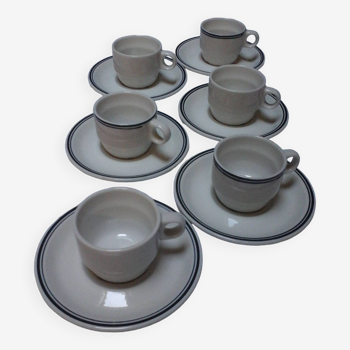 6 bistro cups with saucers