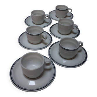 6 bistro cups with saucers