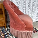 Pink velvet toad armchair