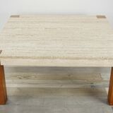 60s coffee table in teak and travertine