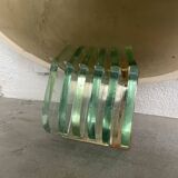 Pair of brass and art deco glass wall lights SCE
