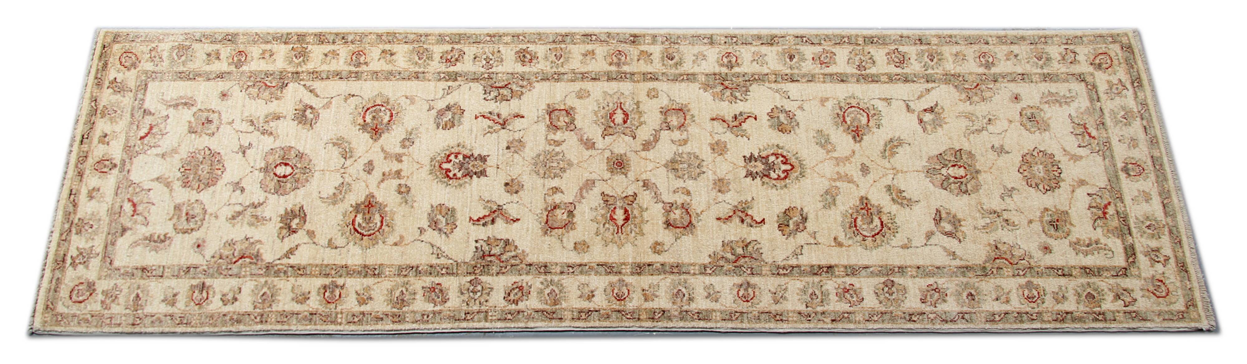 Traditional Runner Rug Handknotted Carpet Cream Area Gray Afghan Rug Home D