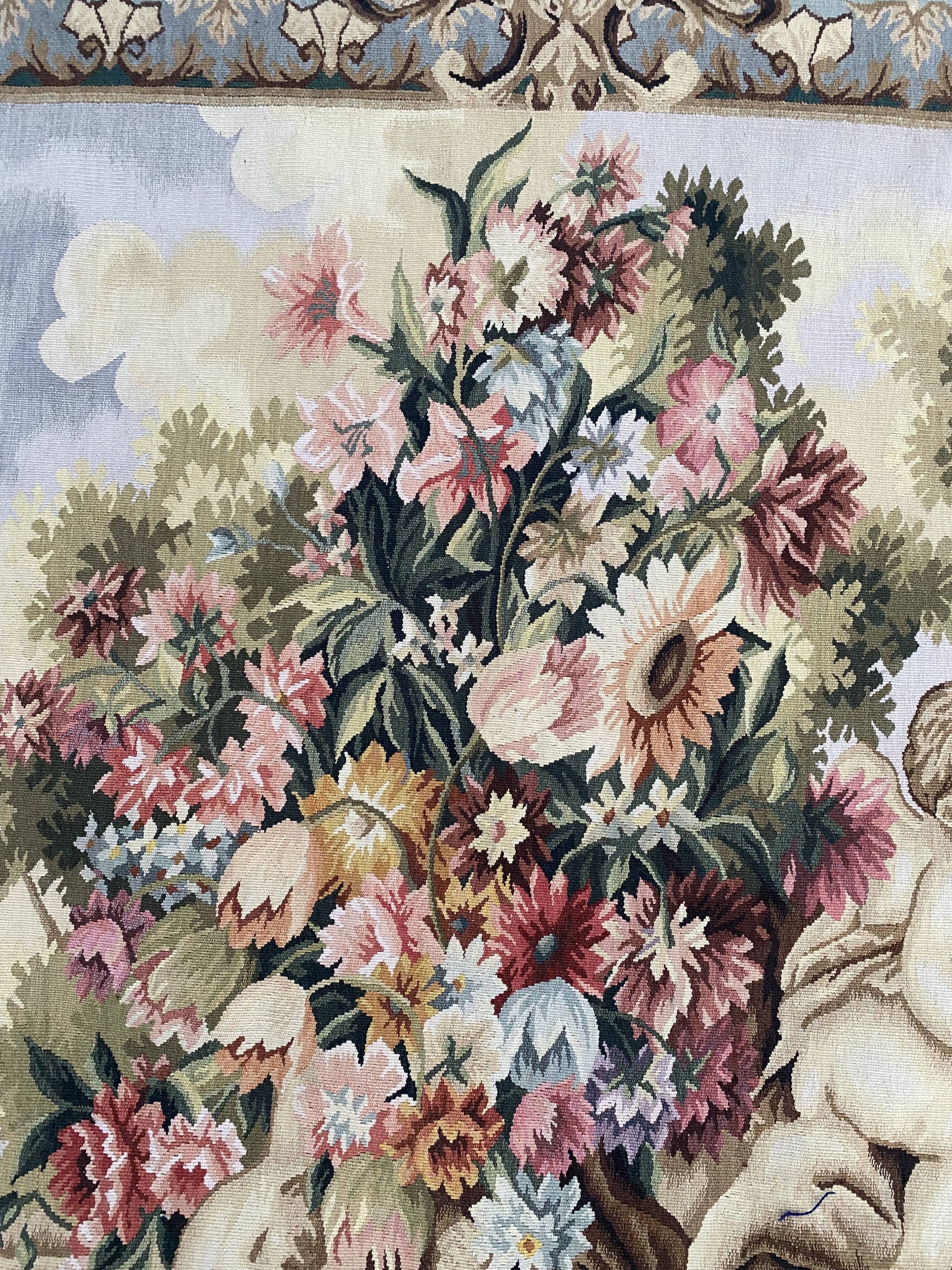 Handmade aubusson vintage tapestry 116x149 cm