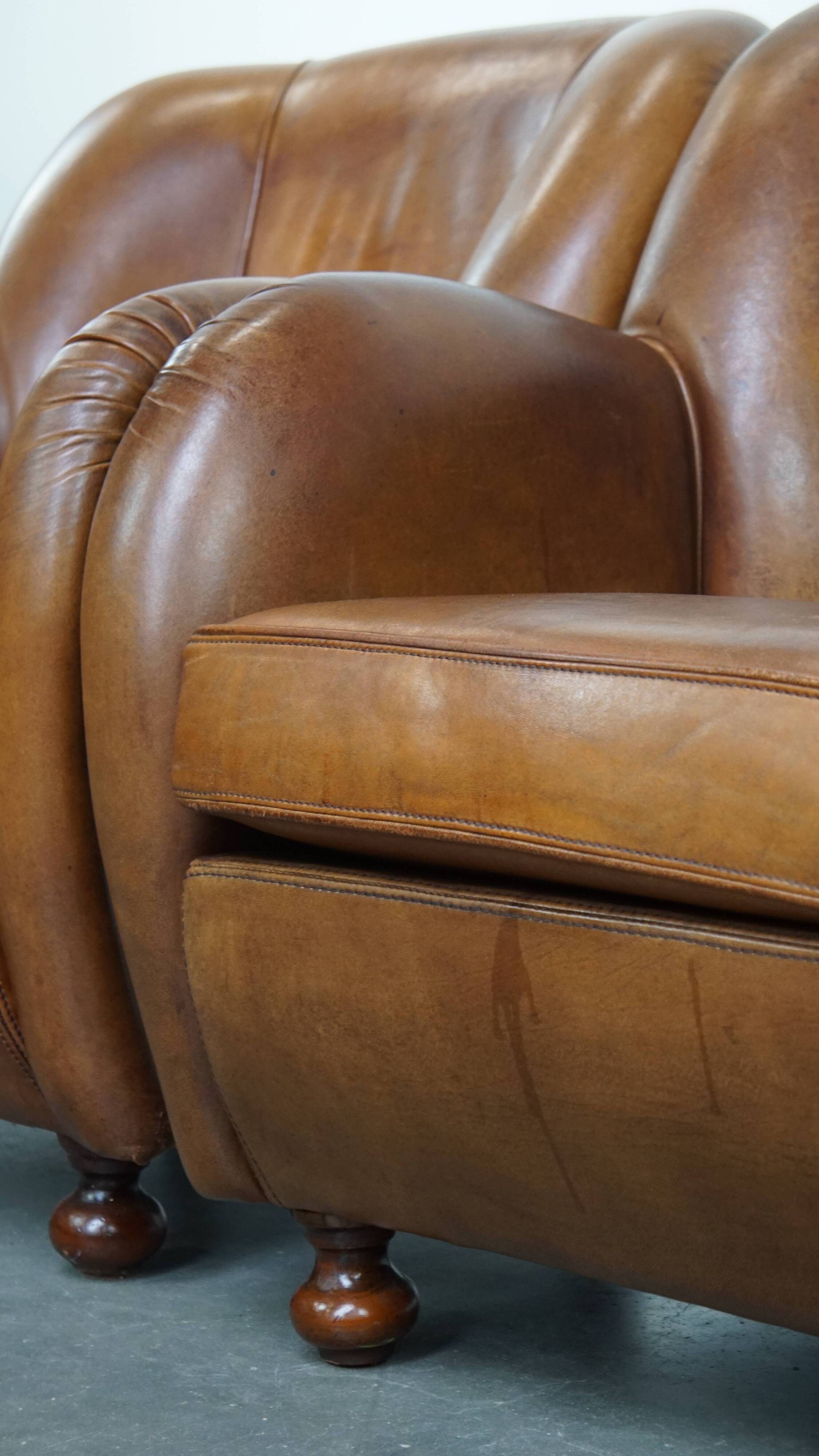 Set of 2 Sheepskin Leather Design Armchairs