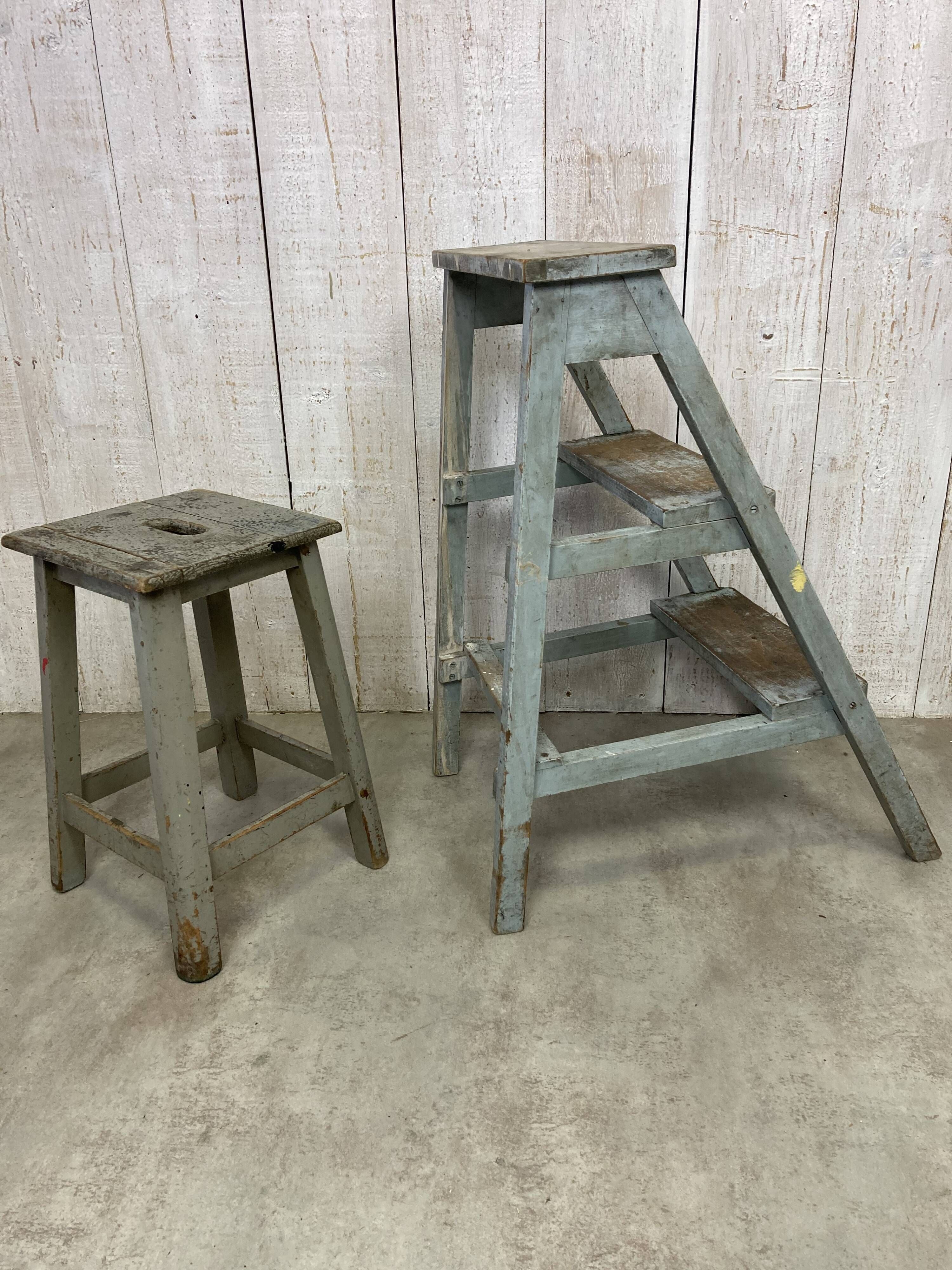 Stool and workshop step ladder set
