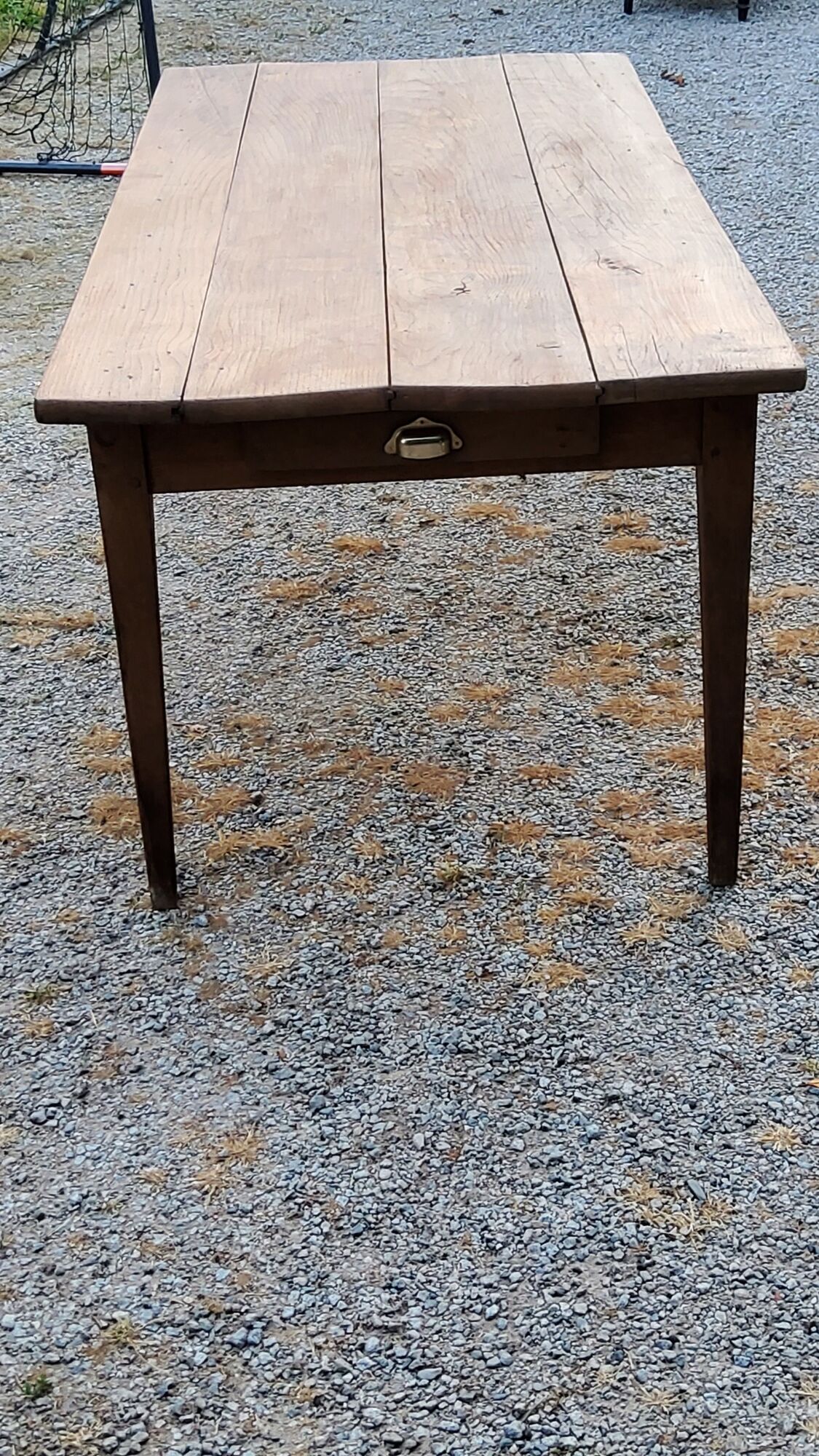 Oak farmhouse table nineteenth century feet spindles 2 drawers 199cm