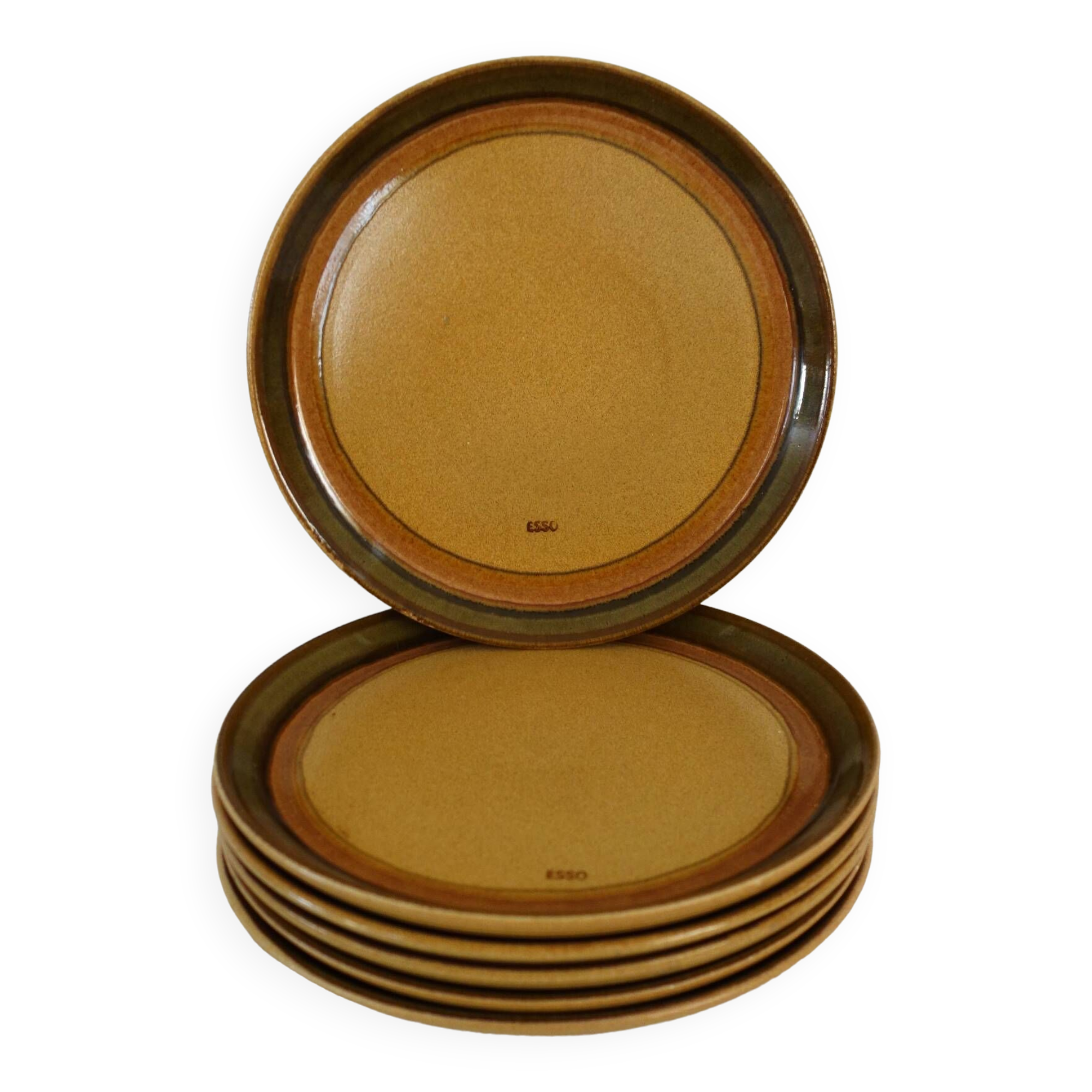 Lot de 6 assiettes céramique publicitaire « Esso »