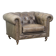Grey Cowhide Leather Chesterfield Club Armchair in English Style on Casters