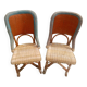 Pair of art deco garden chairs in patinated woven wicker