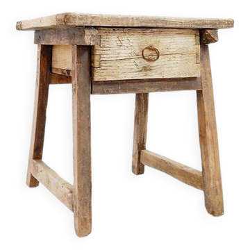 Table d'appoint rustique en bois et métal