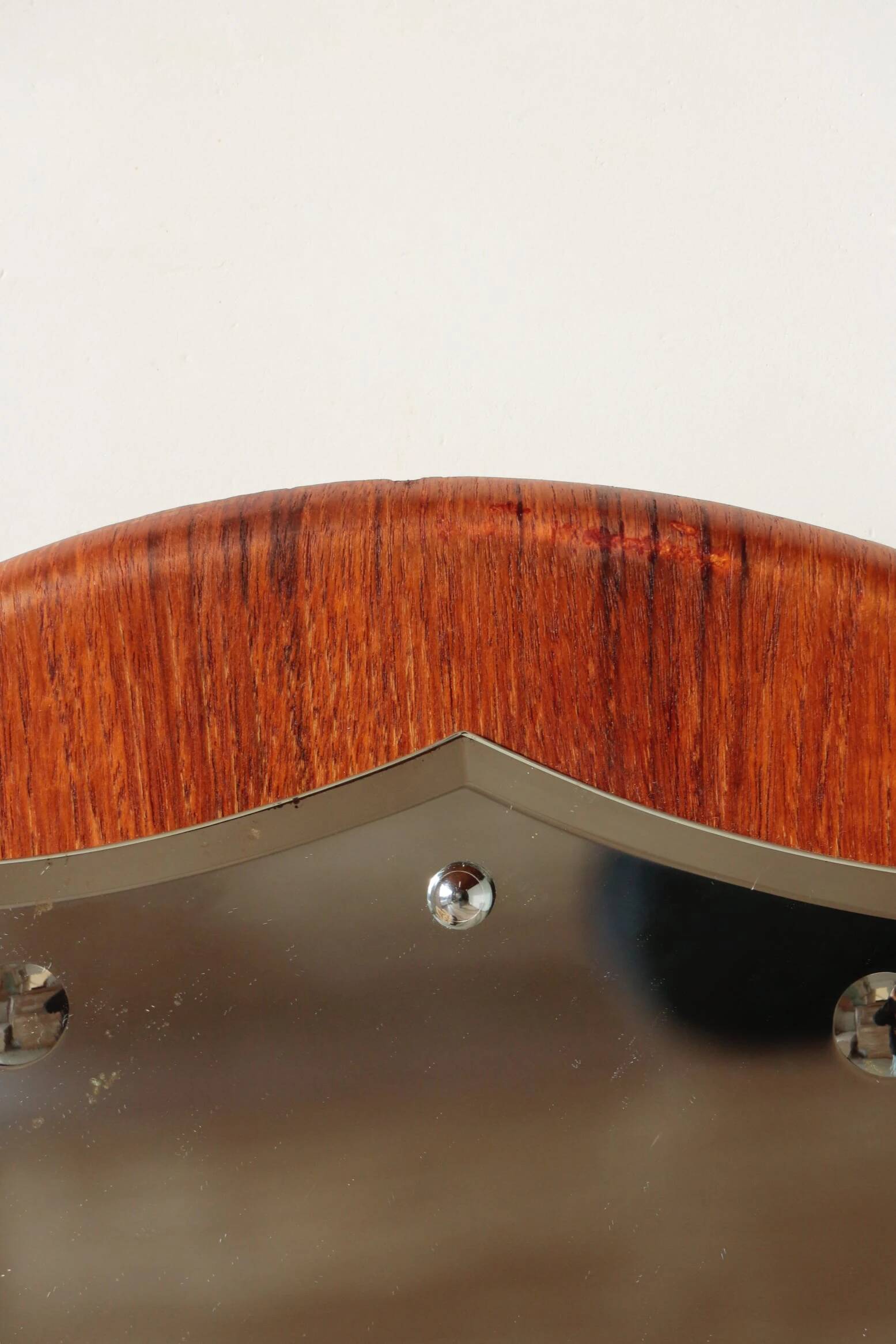 Vintage round teak mirror from the 1960s.